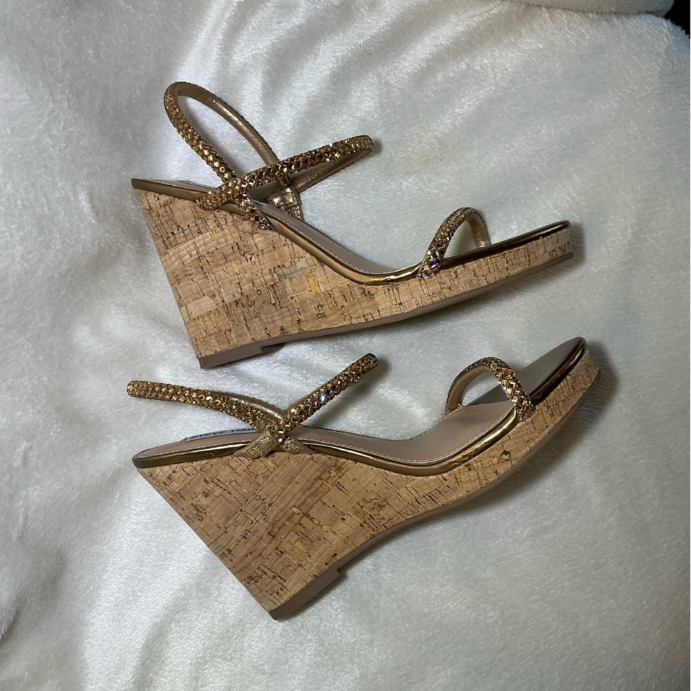 NEW Steve Madden “Udell” Gold Morgan Platform Wedge Sandals NWT - Picture 4 of 9